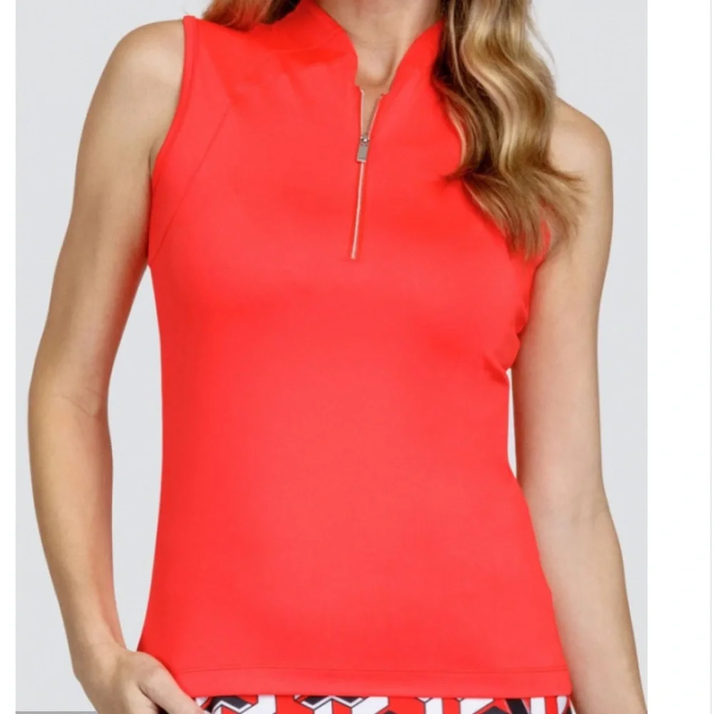 Tail Activewear Ladies Sandria Sleeveless Zip Golf Shirt L Flamenco NWT In Pkg